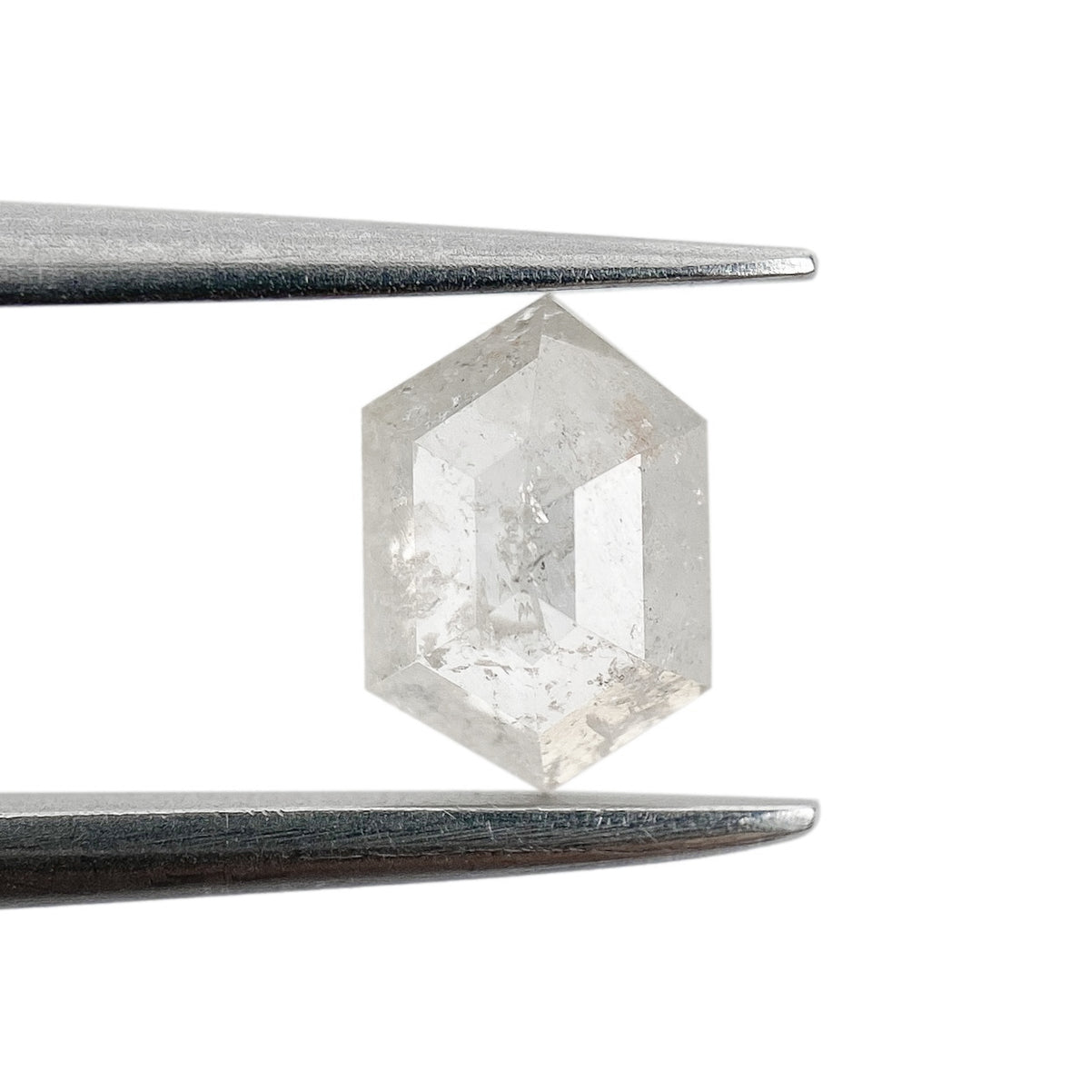 0.63ct | Salt & Pepper Hexagon Shape Rose Cut Diamond - Modern Rustic Diamond