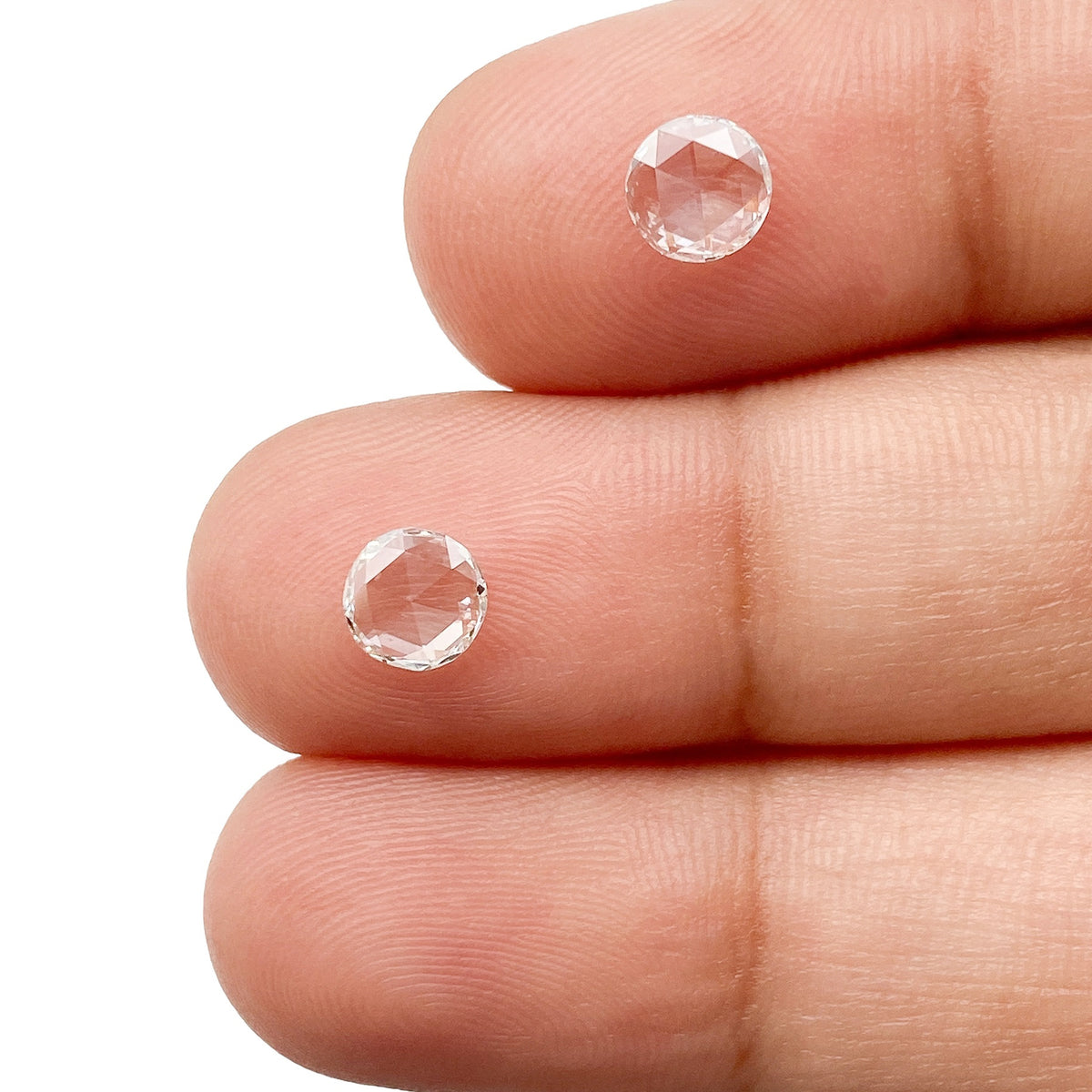 0.63cttw | G VS2 Round Shape Rose Cut Diamond Matched Pair - Modern Rustic Diamond