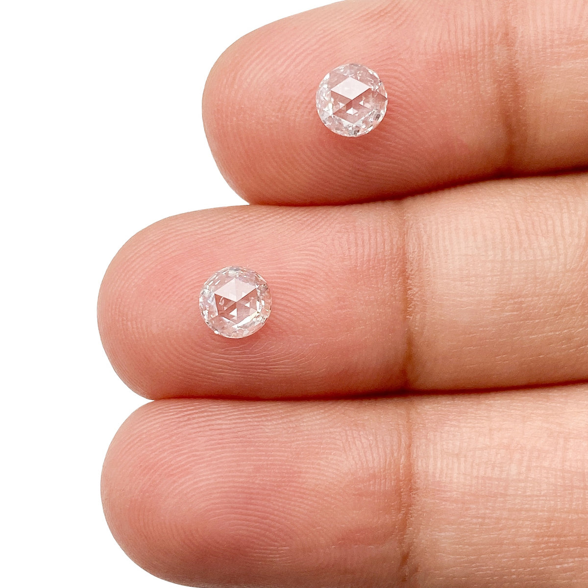 0.64cttw | F VS2 Round Shape Rose Cut Diamond Matched Pair - Modern Rustic Diamond
