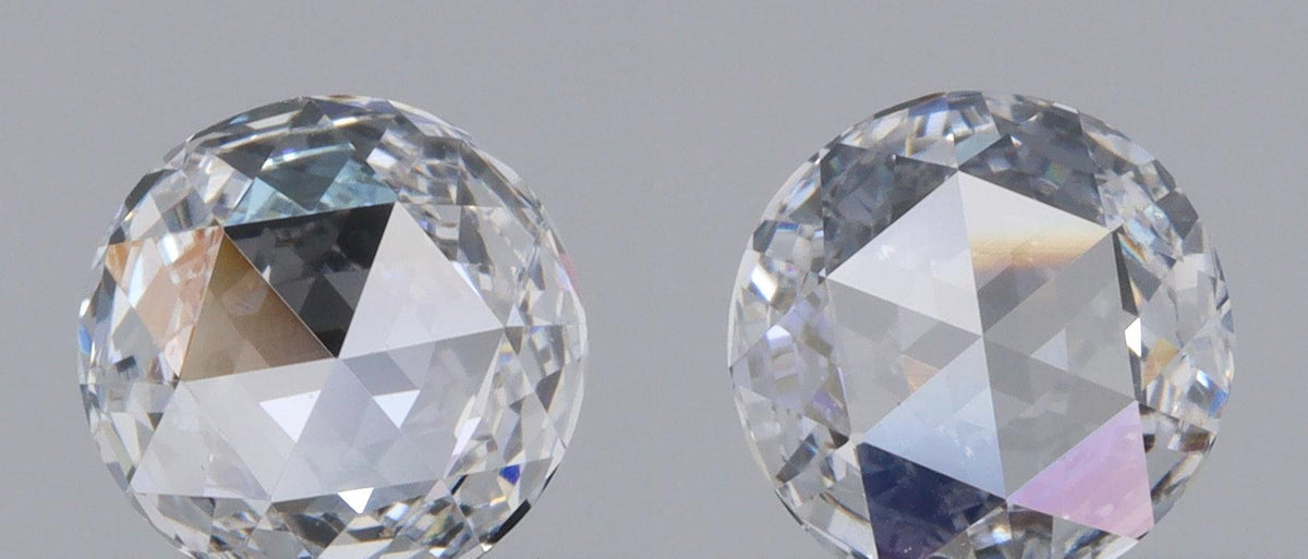 0.64cttw | F VS2 Round Shape Rose Cut Diamond Matched Pair - Modern Rustic Diamond