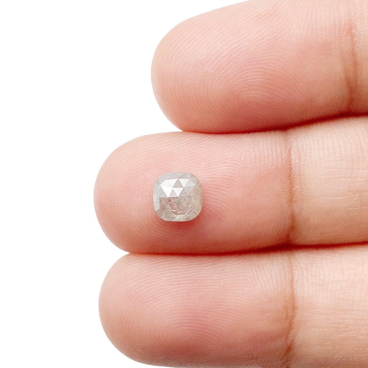 0.65ct | Salt & Pepper Cushion Shape Rose Cut Diamond - Modern Rustic Diamond