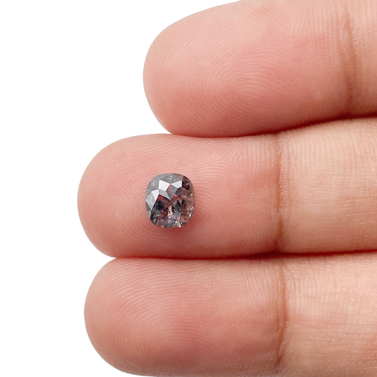 0.65ct | Salt & Pepper Cushion Shape Rose Cut Diamond - Modern Rustic Diamond