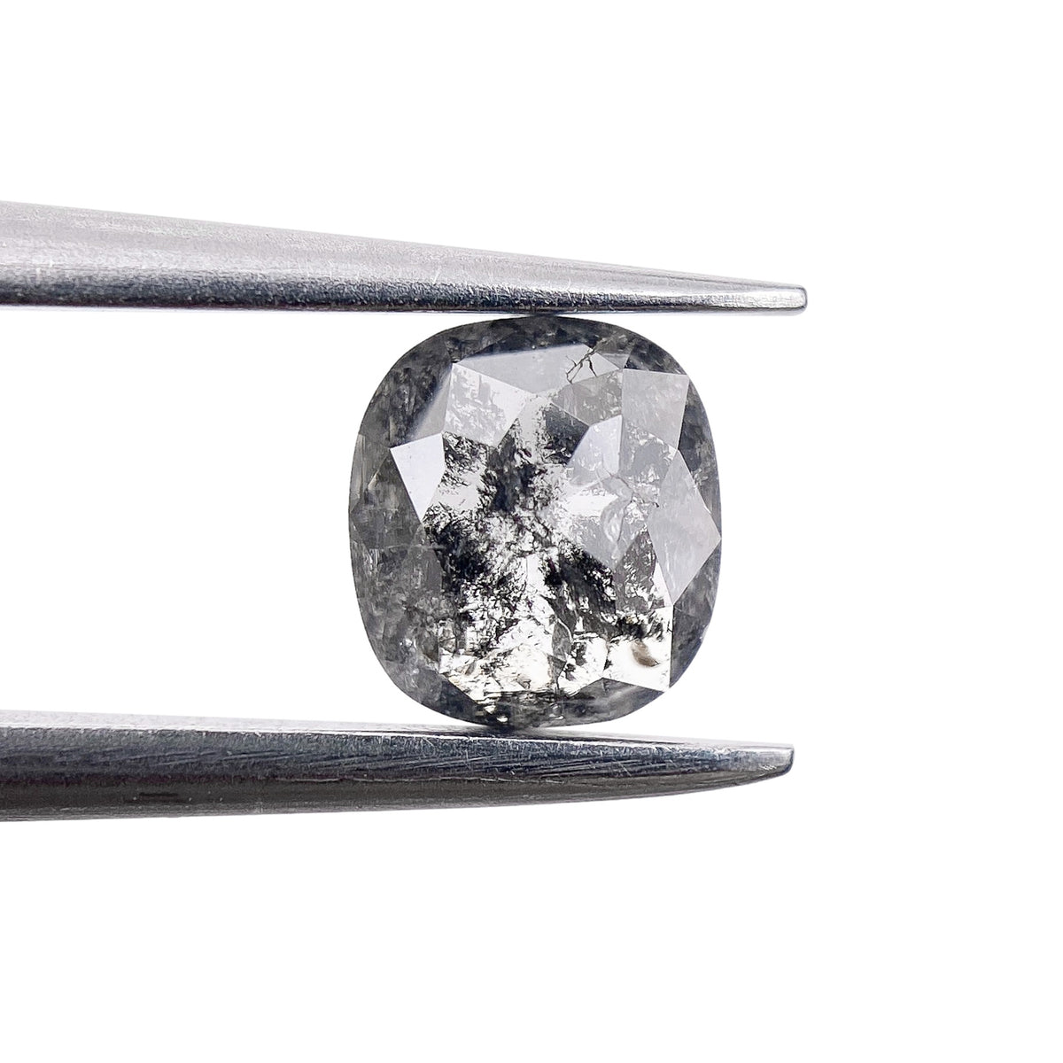 0.65ct | Salt & Pepper Cushion Shape Rose Cut Diamond - Modern Rustic Diamond