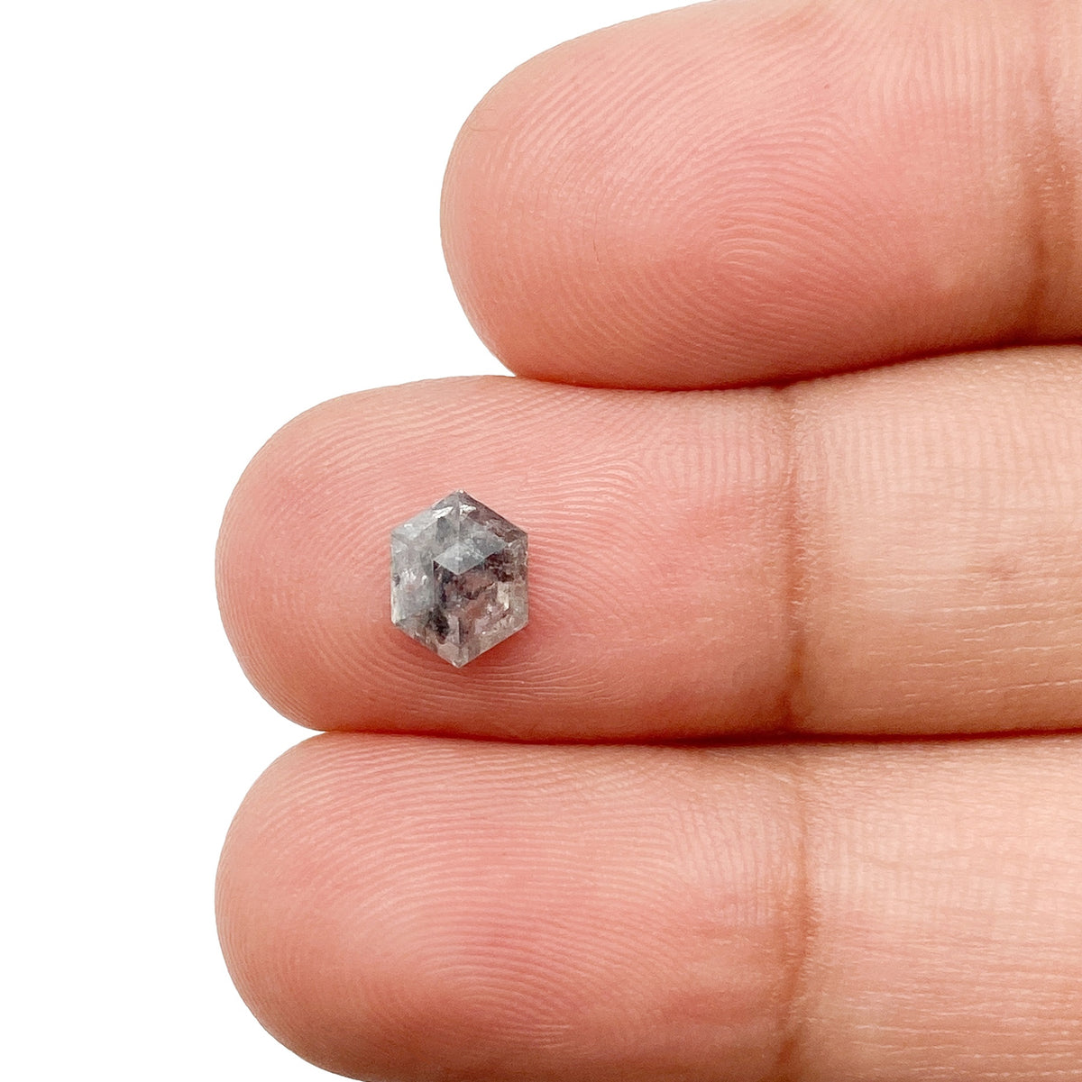 0.65ct | Salt & Pepper Hexagon Shape Rose Cut Diamond - Modern Rustic Diamond