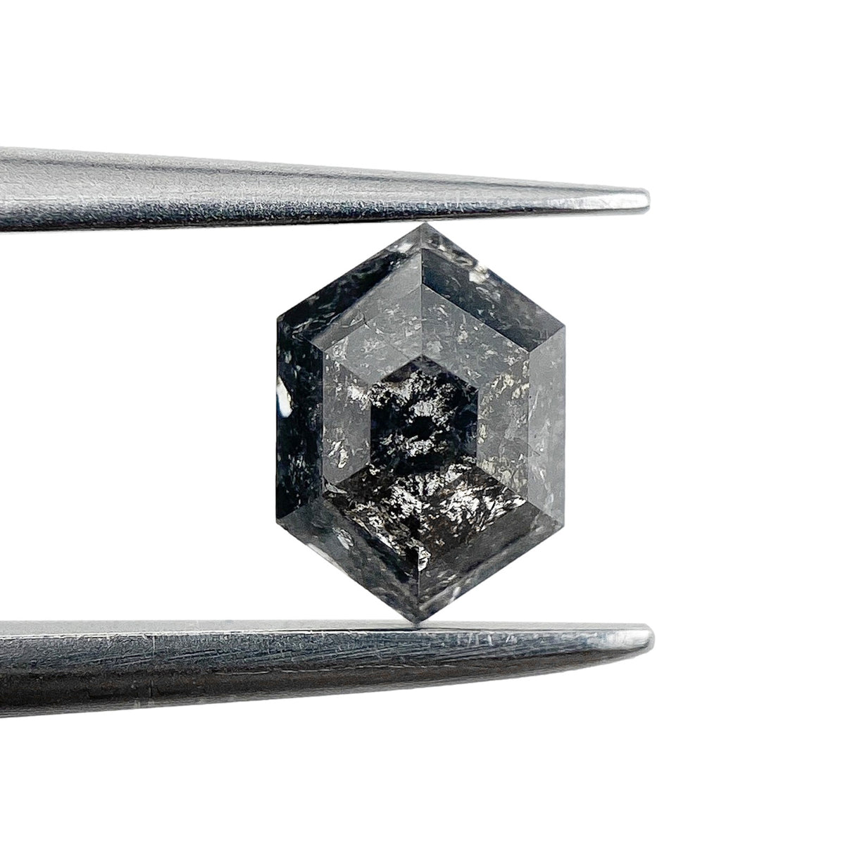 0.65ct | Salt & Pepper Hexagon Shape Rose Cut Diamond - Modern Rustic Diamond
