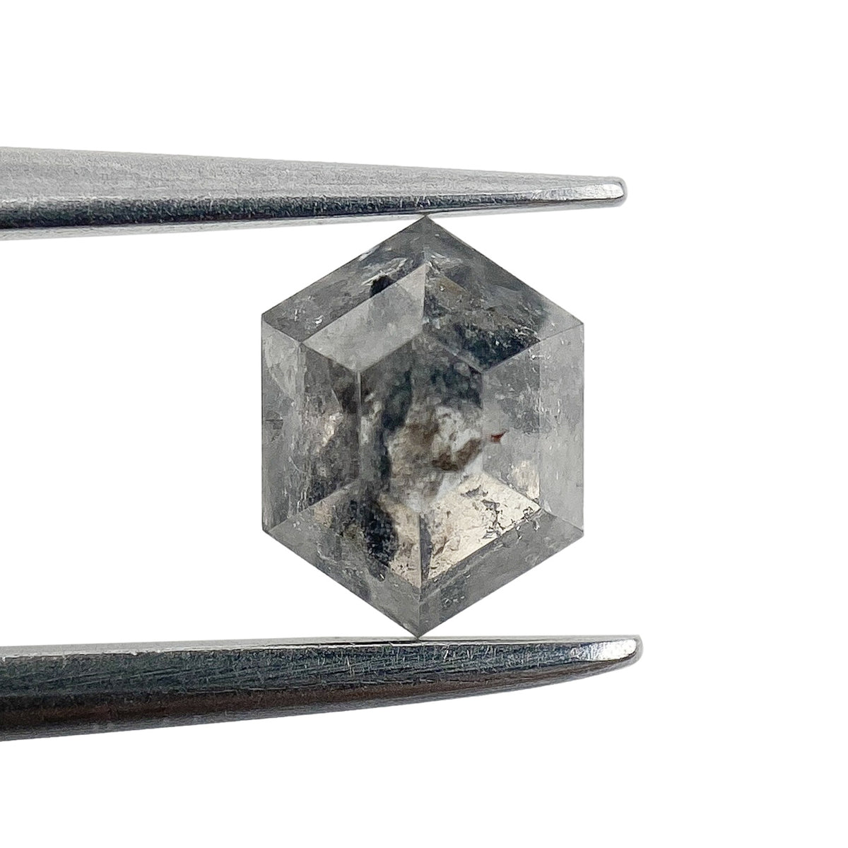 0.65ct | Salt & Pepper Hexagon Shape Rose Cut Diamond - Modern Rustic Diamond