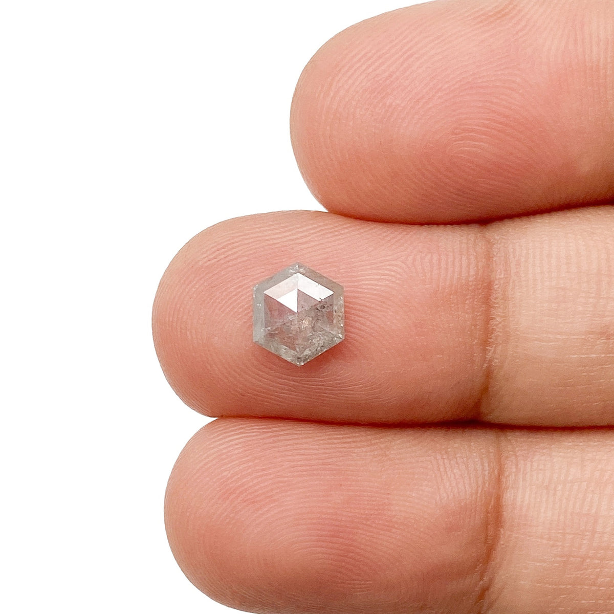 0.66ct | Salt & Pepper Hexagon Shape Rose Cut Diamond - Modern Rustic Diamond