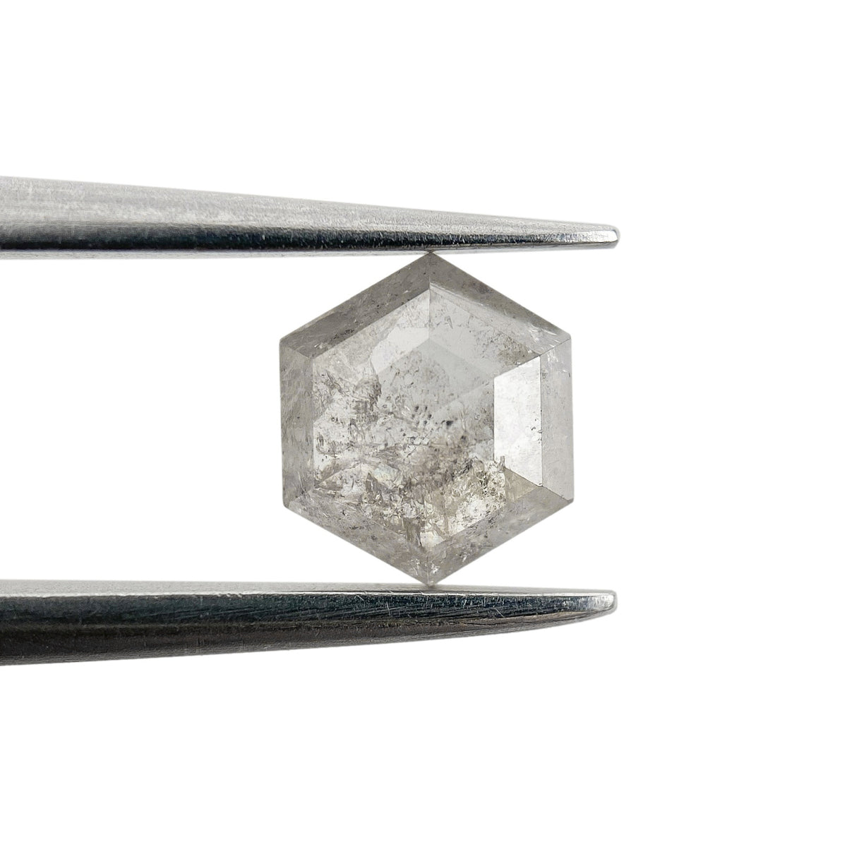 0.66ct | Salt & Pepper Hexagon Shape Rose Cut Diamond - Modern Rustic Diamond