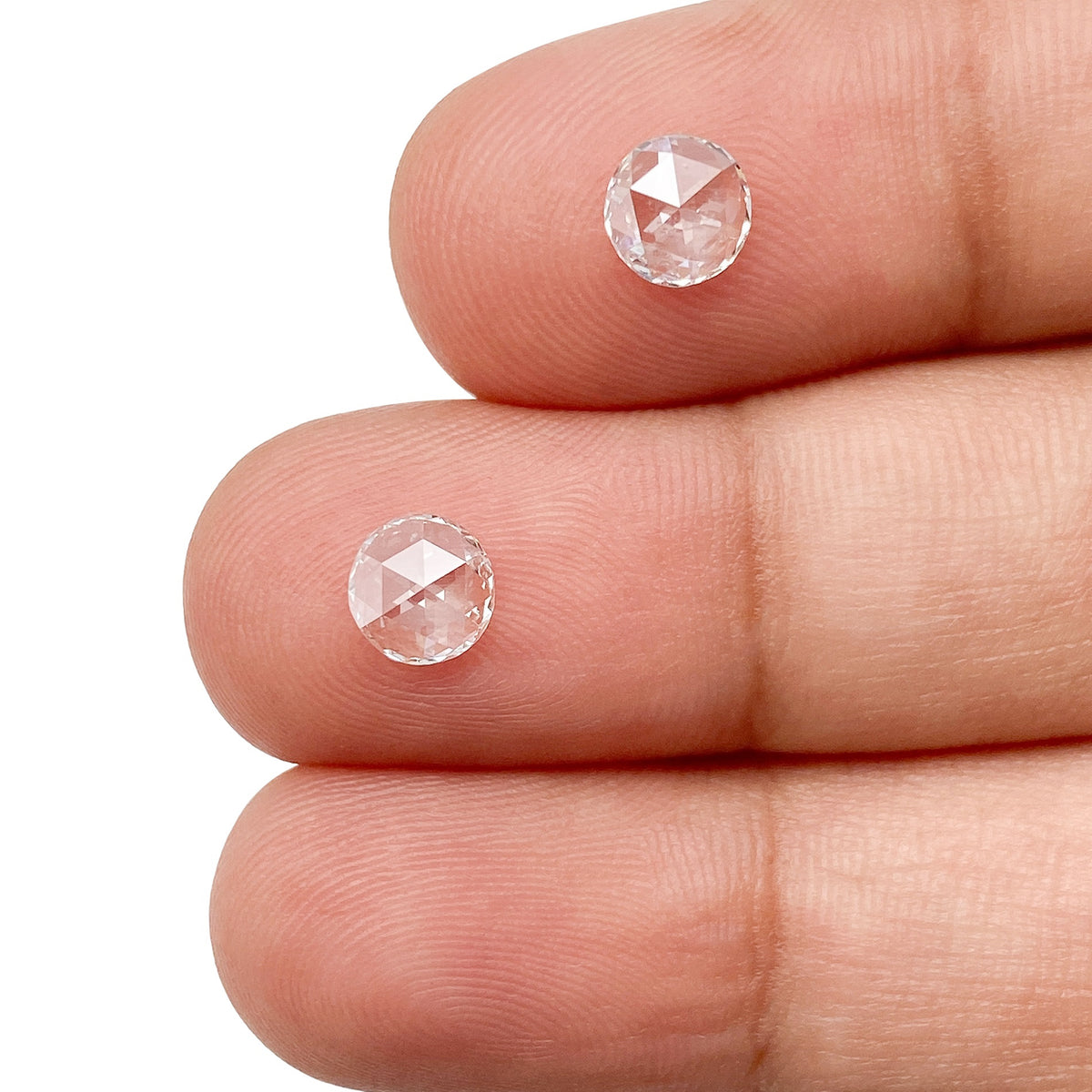 0.66cttw | I VS2-SI1 Round Shape Rose Cut Diamond Matched Pair - Modern Rustic Diamond