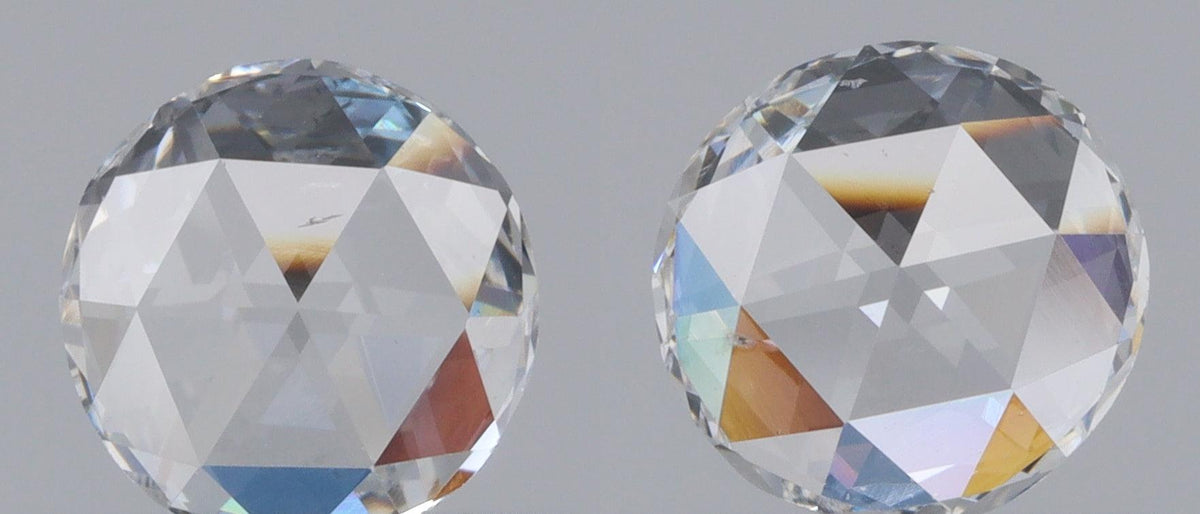 0.66cttw | I VS2-SI1 Round Shape Rose Cut Diamond Matched Pair - Modern Rustic Diamond