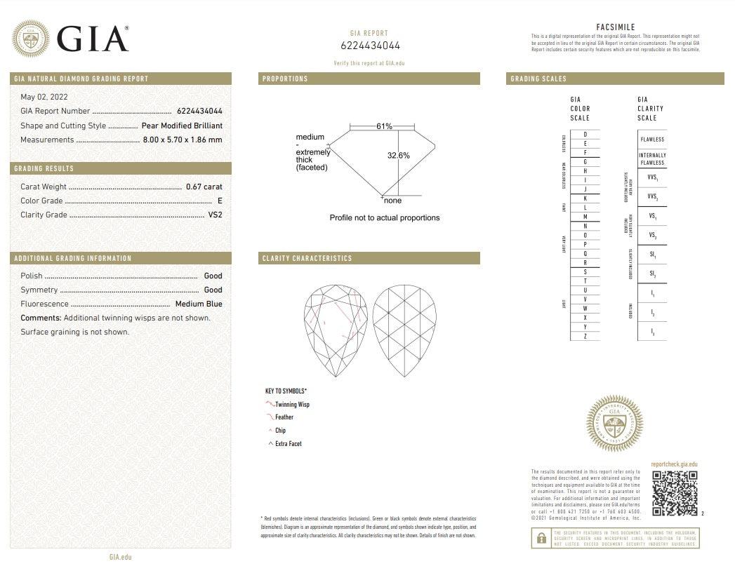 0.67ct | E/VS2 Pear Shape Rose Cut Diamond (GIA)-Modern Rustic Diamond