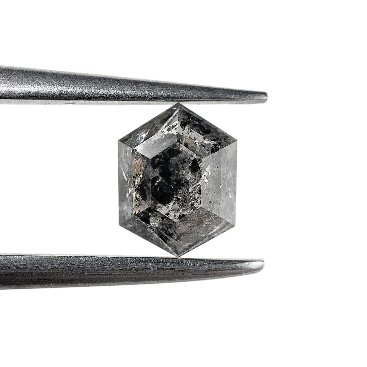 0.67ct | Salt & Pepper Hexagon Shape Rose Cut Diamond - Modern Rustic Diamond