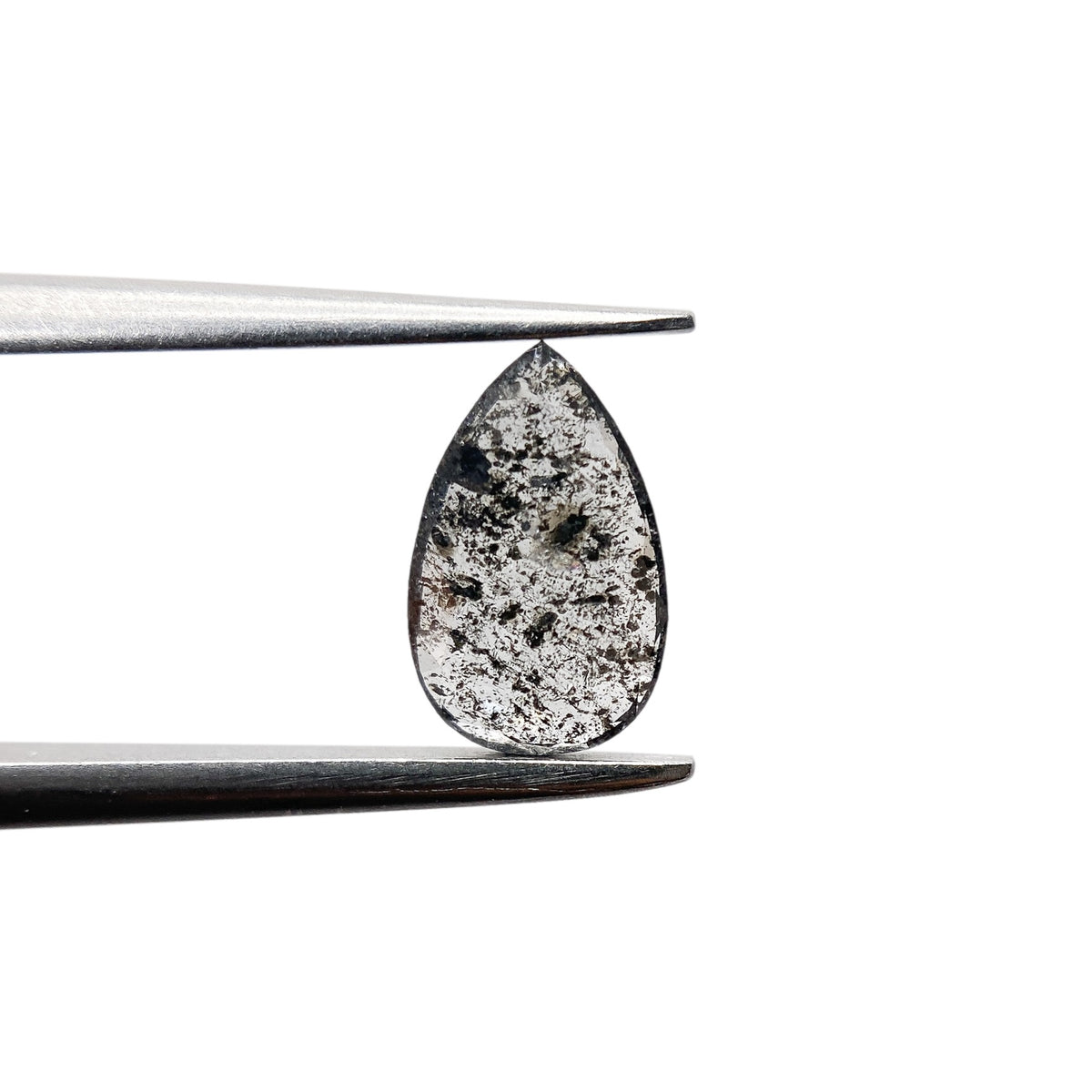 0.67ct | Salt & Pepper Pear Shape Rose Cut Diamond - Modern Rustic Diamond