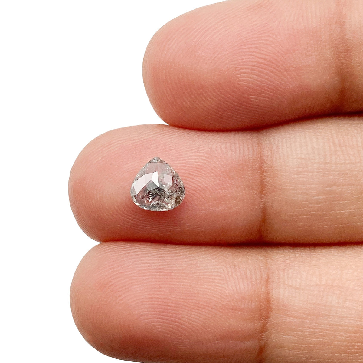 0.70ct | Salt & Pepper Pear Shape Rose Cut Diamond - Modern Rustic Diamond