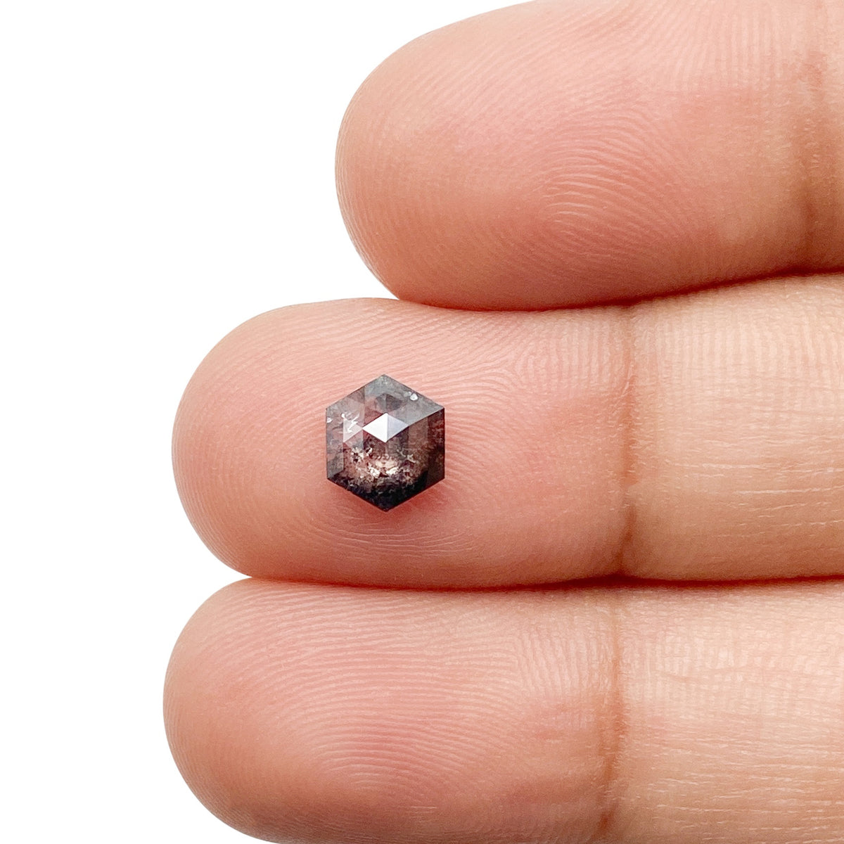 0.70ct | Salt & Pepper Hexagon Shape Rose Cut Diamond - Modern Rustic Diamond