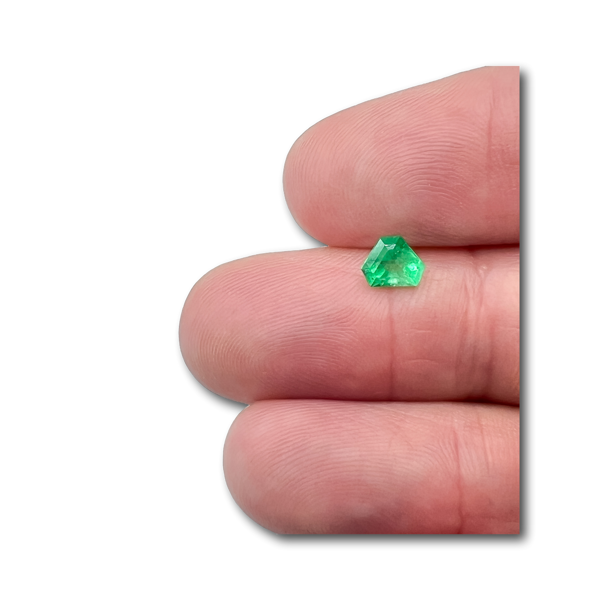 0.70ct | Step Cut Shield Shape Muzo Origin Emerald-Modern Rustic Diamond