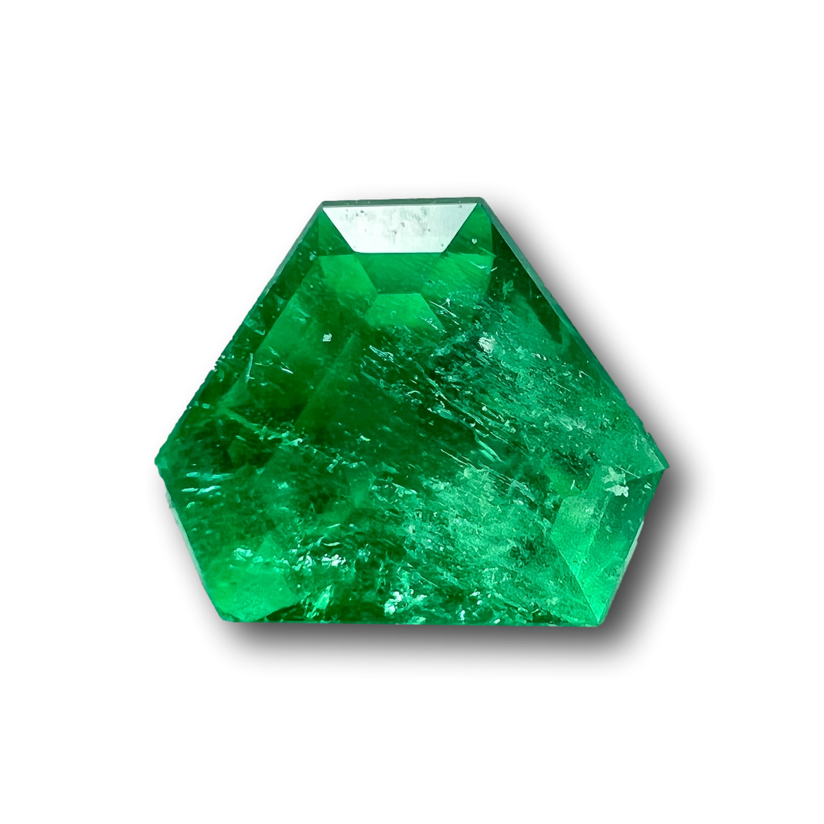 0.70ct | Step Cut Shield Shape Muzo Origin Emerald-Modern Rustic Diamond