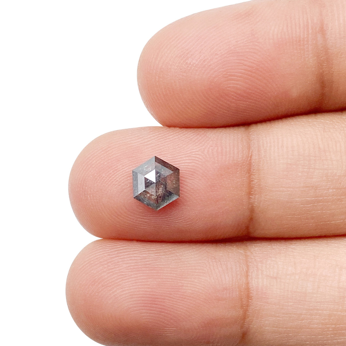 0.71ct | Salt & Pepper Hexagon Shape Rose Cut Diamond - Modern Rustic Diamond
