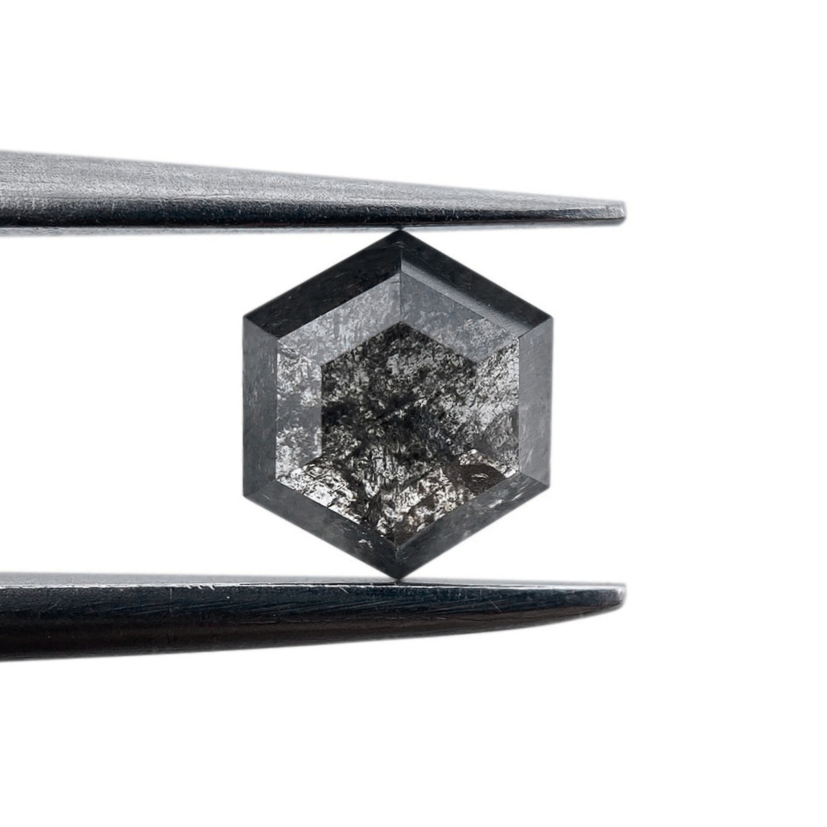 0.71ct | Salt & Pepper Hexagon Shape Rose Cut Diamond - Modern Rustic Diamond