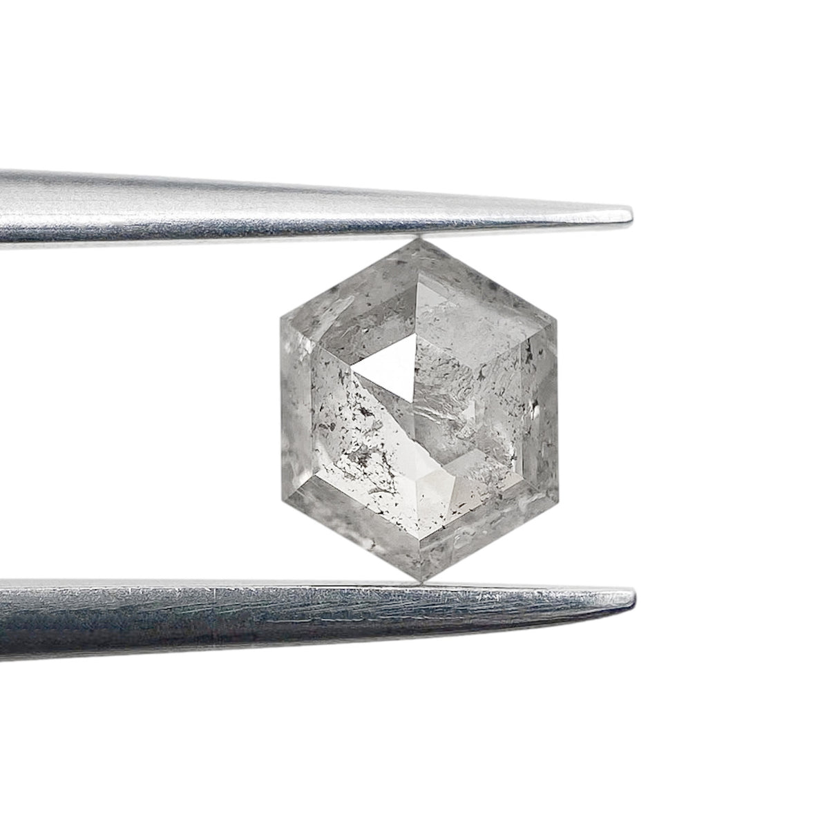 0.71ct | Salt & Pepper Hexagon Shape Rose Cut Diamond - Modern Rustic Diamond