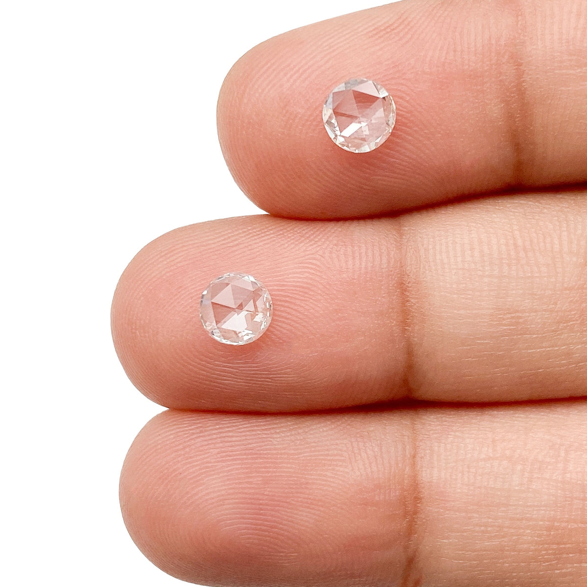 0.71cttw | F SI1 Round Shape Rose Cut Diamond Matched Pair - Modern Rustic Diamond