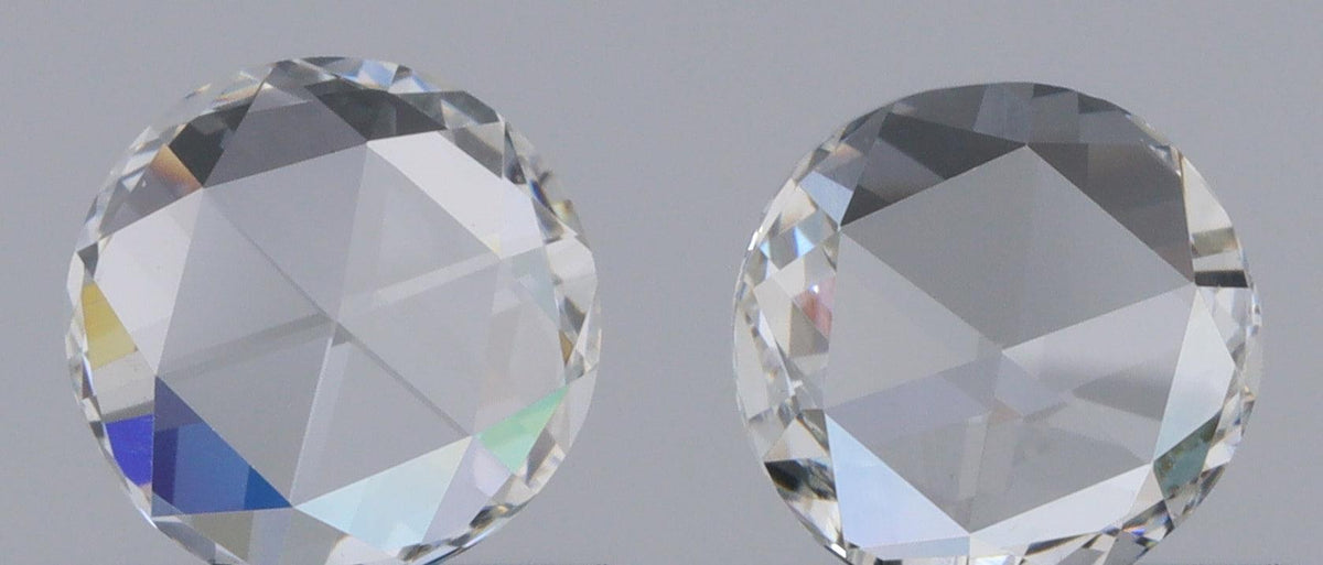 0.71cttw | F SI1 Round Shape Rose Cut Diamond Matched Pair - Modern Rustic Diamond