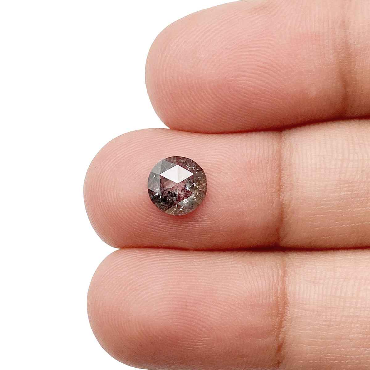 0.72ct | Salt & Pepper Round Shape Rose Cut Diamond - Modern Rustic Diamond