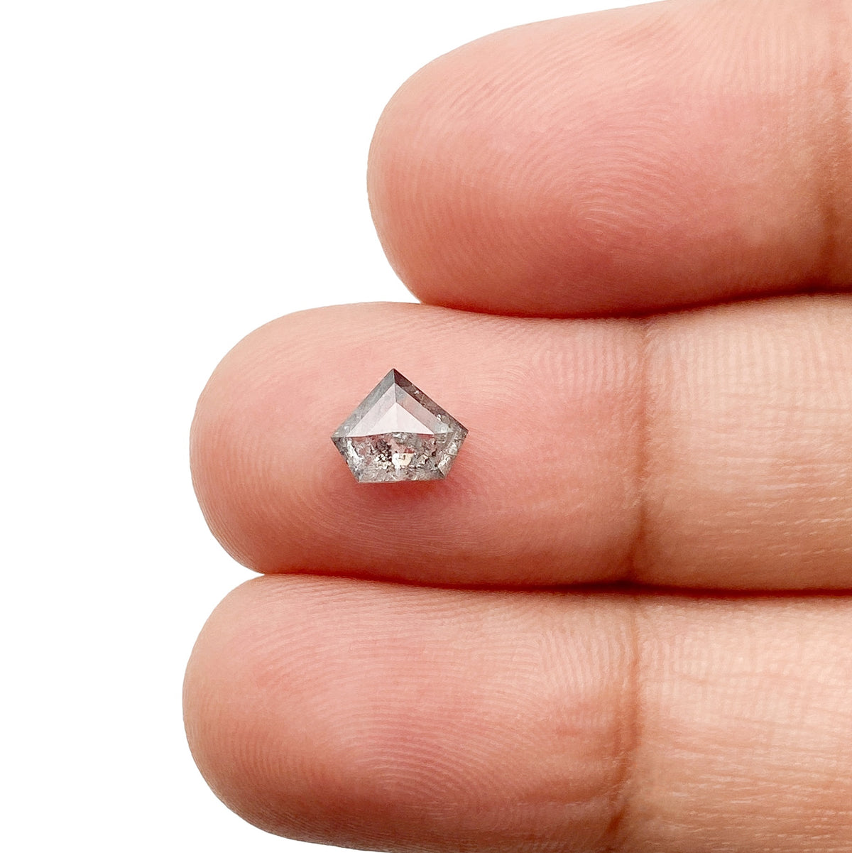 0.72ct | Salt & Pepper Shield Shape Step Cut Diamond - Modern Rustic Diamond
