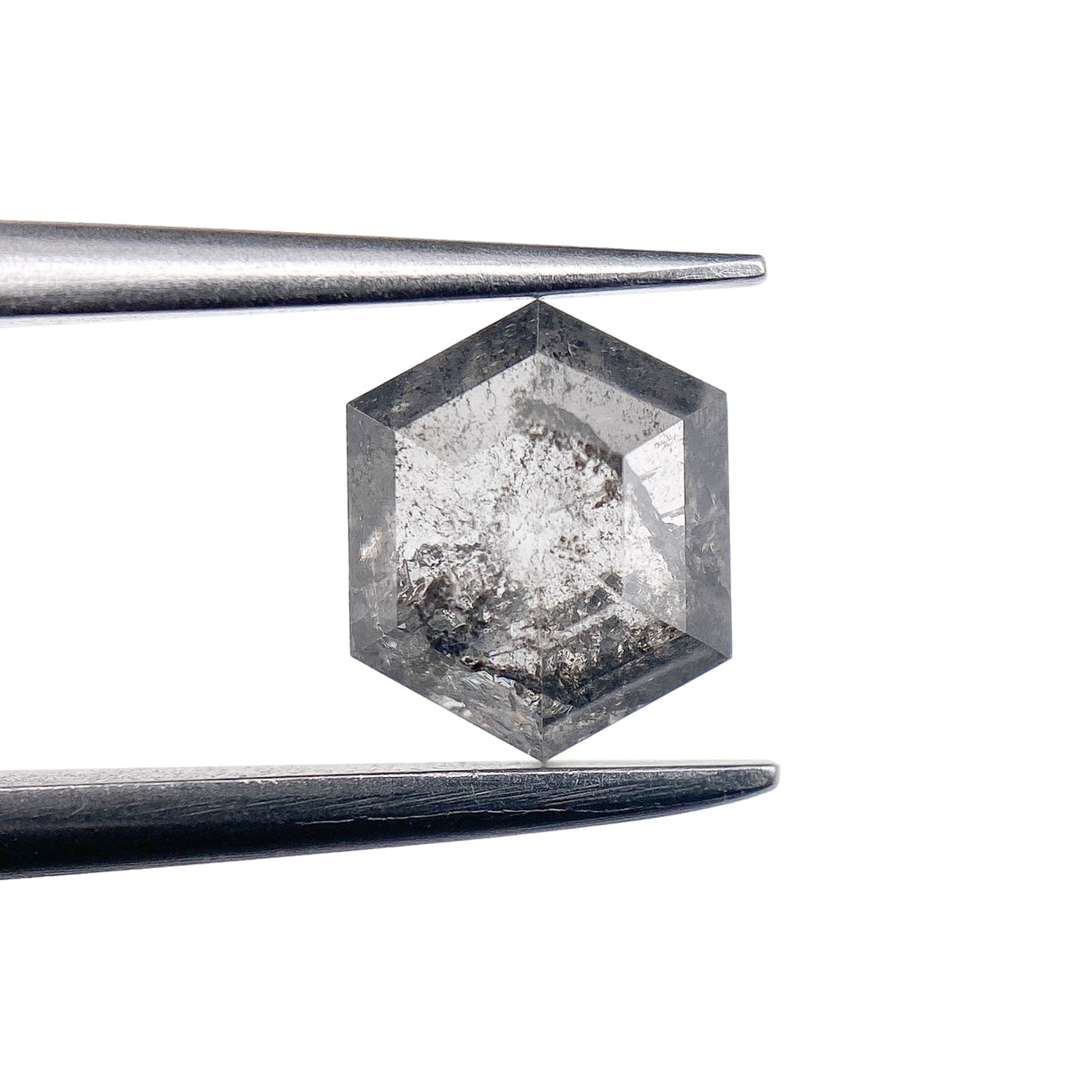 0.74ct | Salt & Pepper Hexagon Shape Rose Cut Diamond - Modern Rustic Diamond