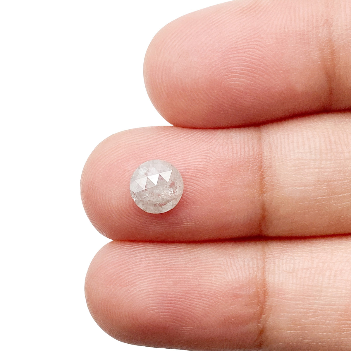 0.74ct | Salt & Pepper Round Shape Rose Cut Diamond - Modern Rustic Diamond