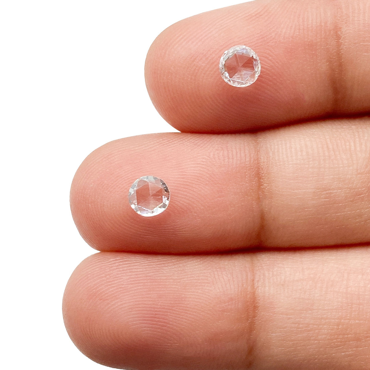 0.74cttw | G VS2 Round Shape Rose Cut Diamond Matched Pair - Modern Rustic Diamond
