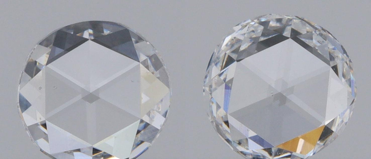 0.74cttw | G VS2 Round Shape Rose Cut Diamond Matched Pair - Modern Rustic Diamond