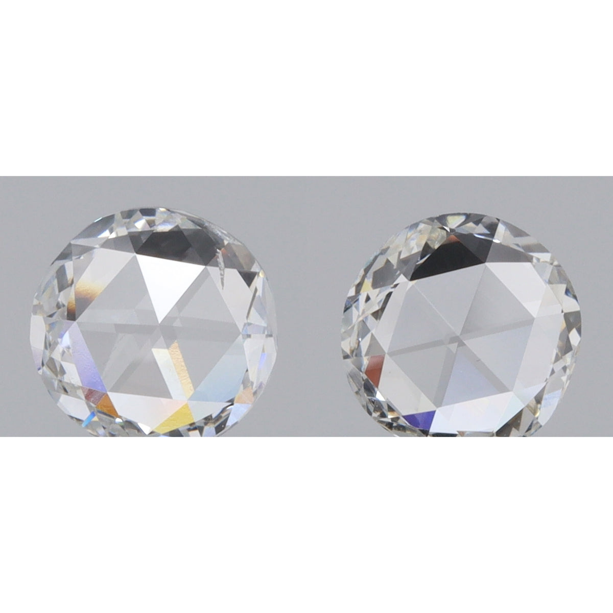 0.74cttw | H SI1 Round Shape Rose Cut Diamond Matched Pair - Modern Rustic Diamond