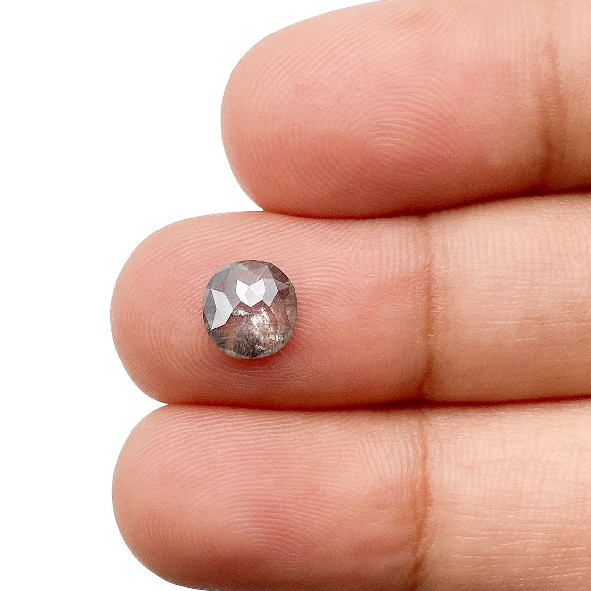 0.75ct | Salt & Pepper Cushion Shape Rose Cut Diamond - Modern Rustic Diamond