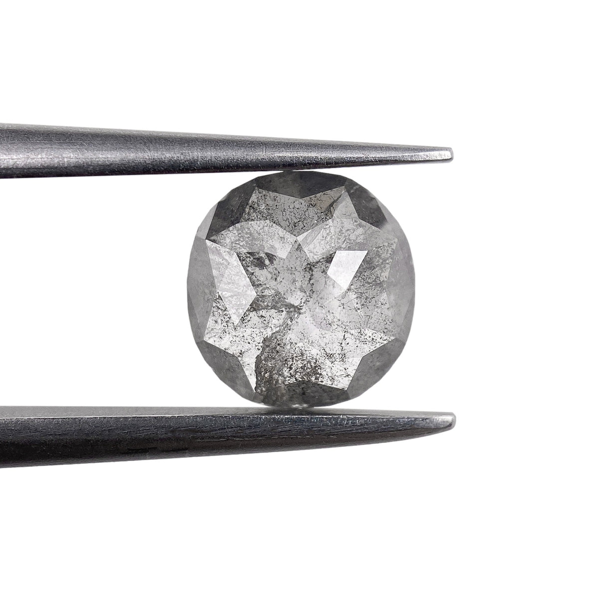 0.75ct | Salt & Pepper Cushion Shape Rose Cut Diamond - Modern Rustic Diamond