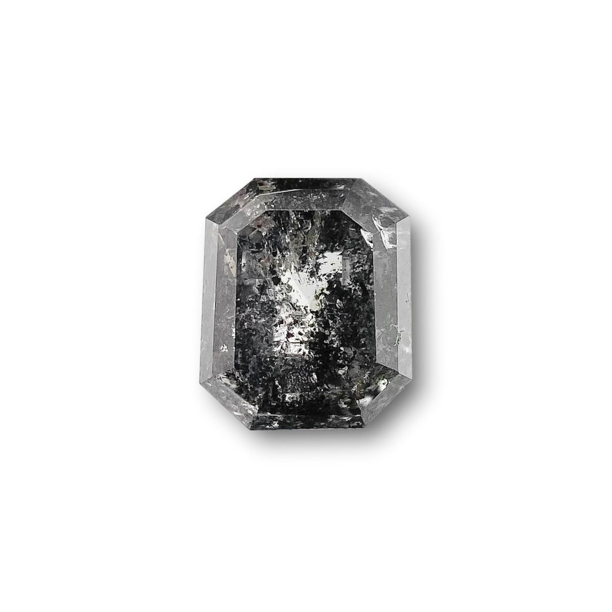 0.75ct | Salt & Pepper Emerald Shape Brilliant Cut Diamond - Modern Rustic Diamond