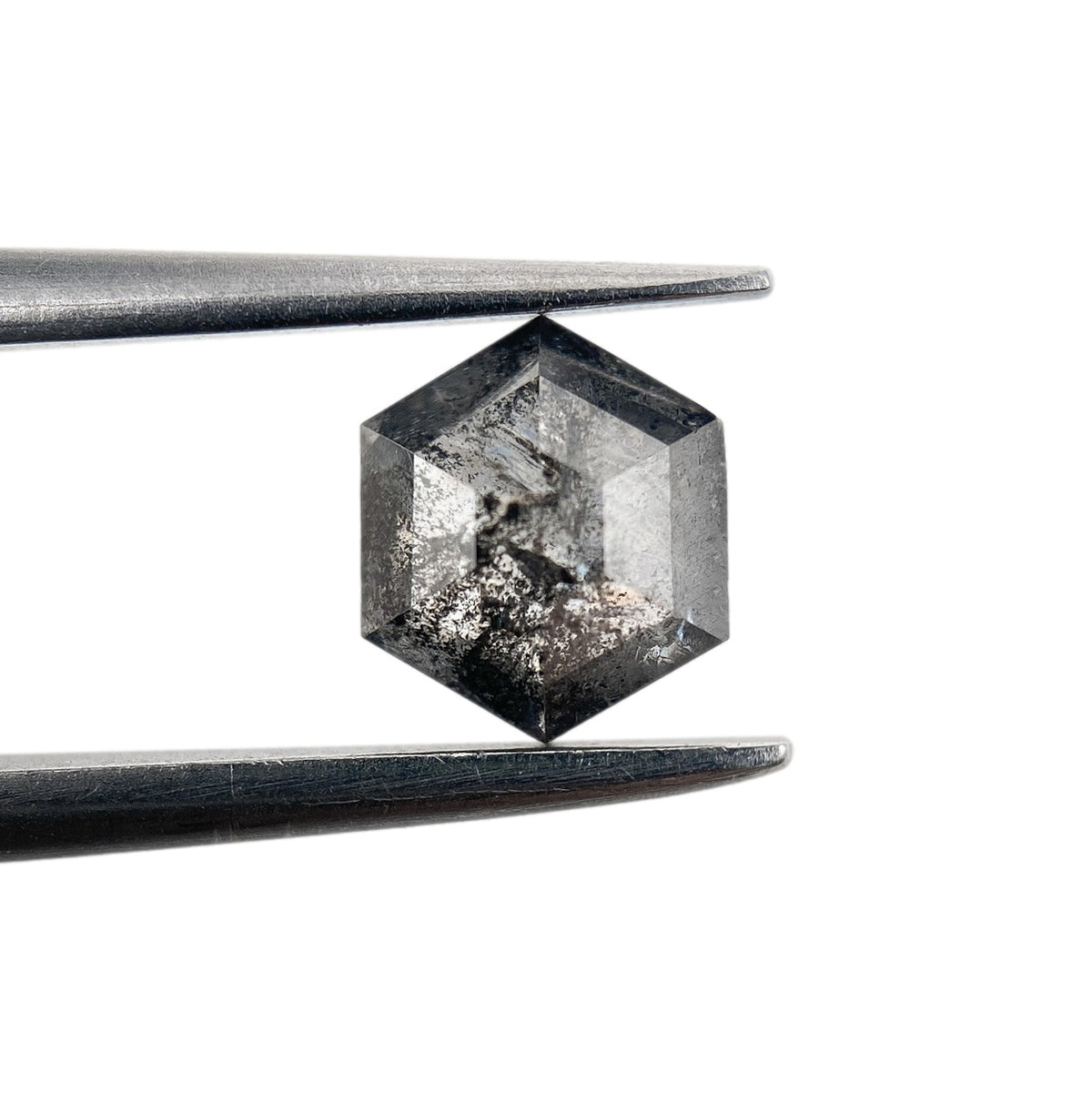 0.75ct | Salt & Pepper Hexagon Shape Rose Cut Diamond - Modern Rustic Diamond