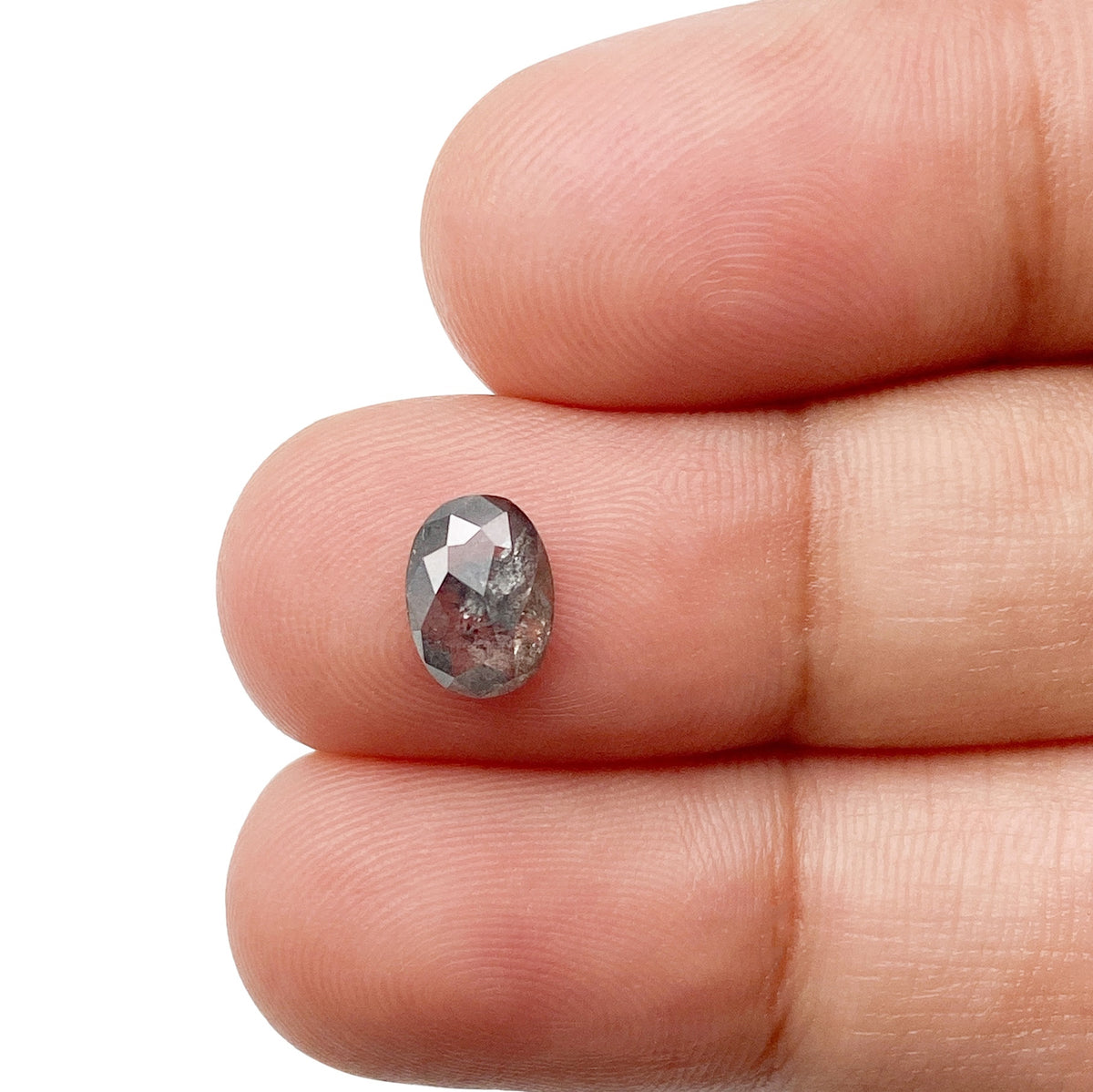 0.75ct | Salt & Pepper Oval Shape Rose Cut Diamond - Modern Rustic Diamond