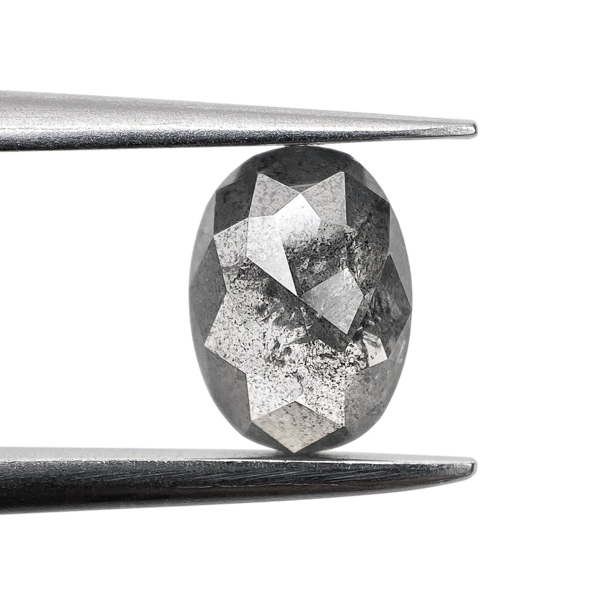0.75ct | Salt & Pepper Oval Shape Rose Cut Diamond - Modern Rustic Diamond