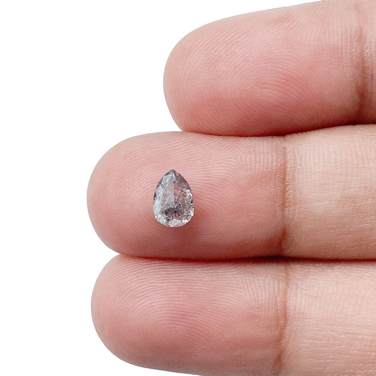 0.75ct | Salt & Pepper Pear Shape Rose Cut Diamond - Modern Rustic Diamond