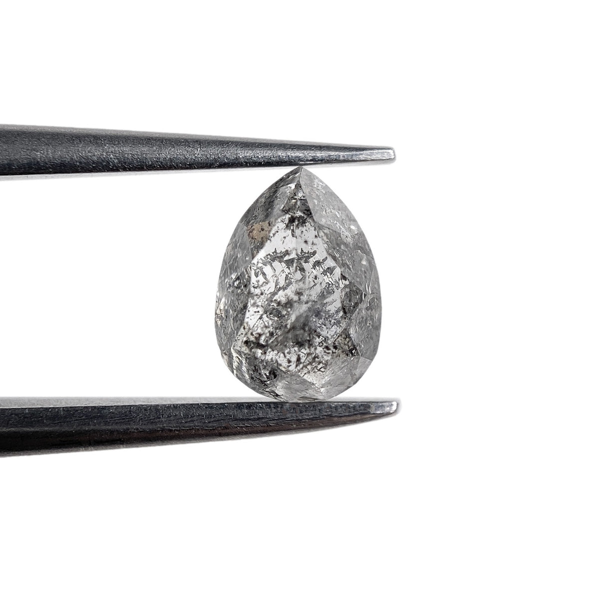 0.75ct | Salt & Pepper Pear Shape Rose Cut Diamond - Modern Rustic Diamond