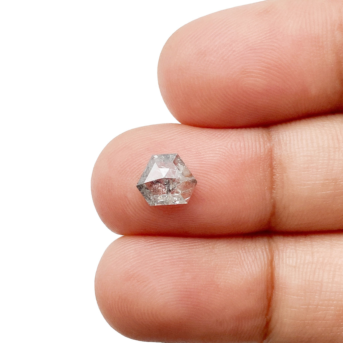 0.75ct | Salt & Pepper Shield Shape Rose Cut Diamond - Modern Rustic Diamond