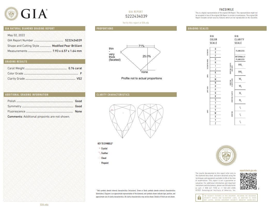 0.76ct | F/VS2 Pear Shape Rose Cut Diamond (GIA)-Modern Rustic Diamond