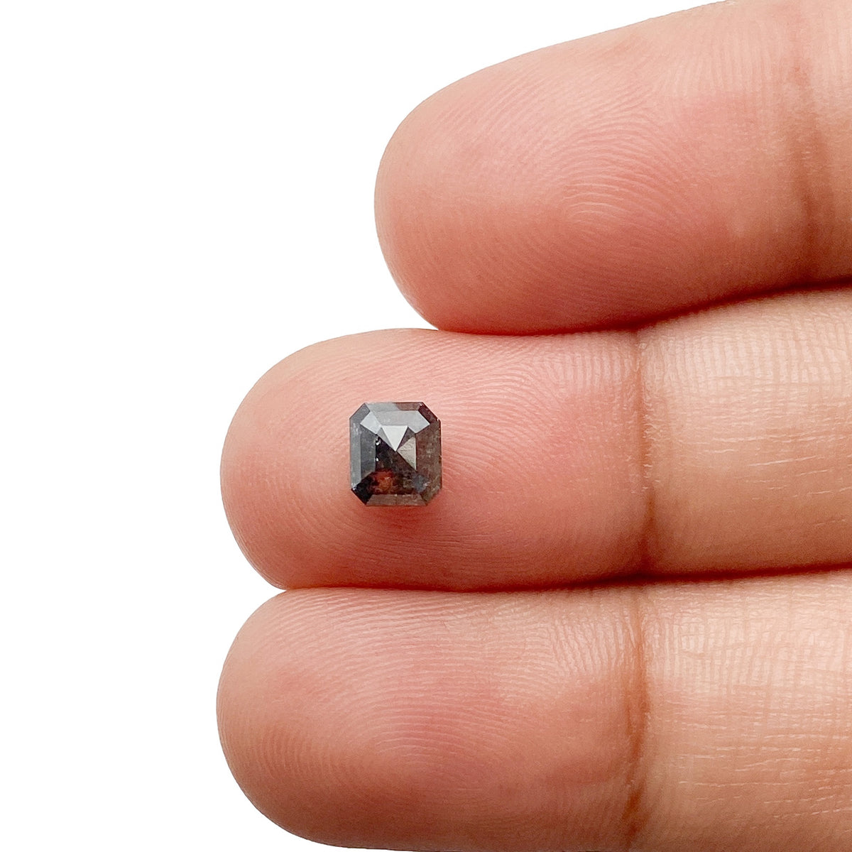 0.77ct | Salt & Pepper Emerald Shape Step Cut Diamond - Modern Rustic Diamond