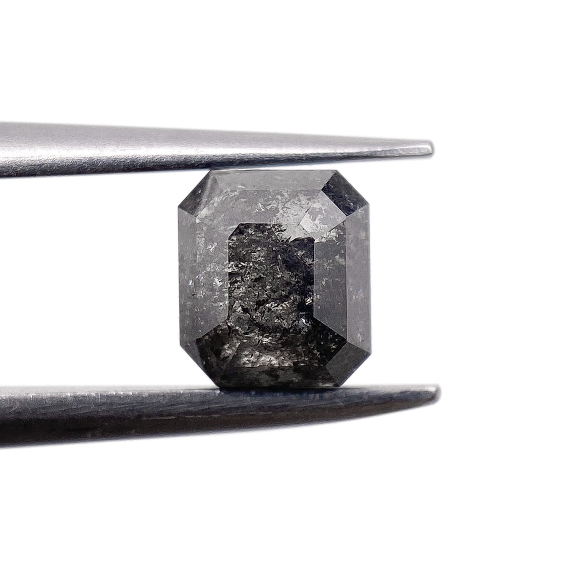 0.77ct | Salt & Pepper Emerald Shape Step Cut Diamond - Modern Rustic Diamond
