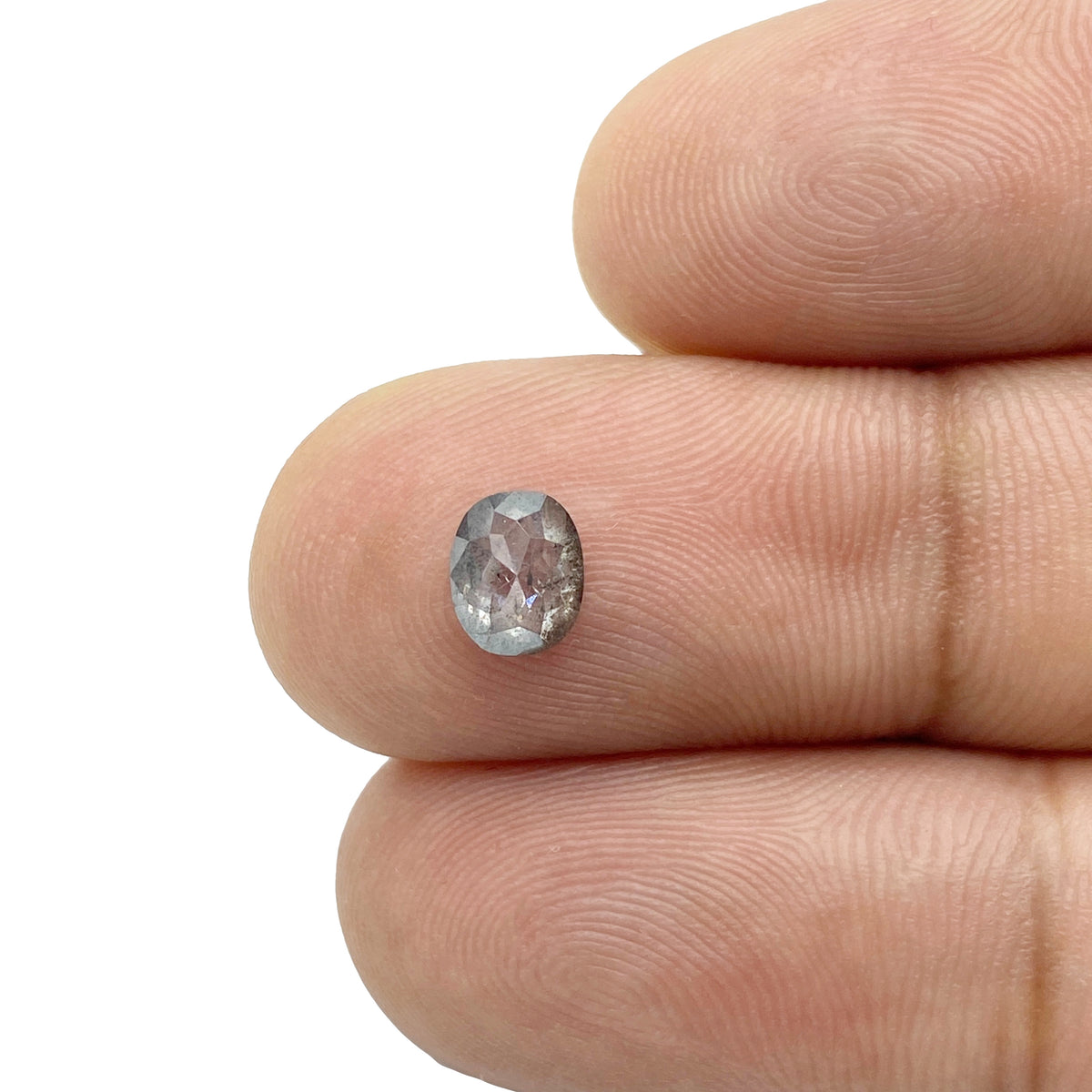 0.77ct | Salt & Pepper Oval Shape Rose Cut Diamond - Modern Rustic Diamond