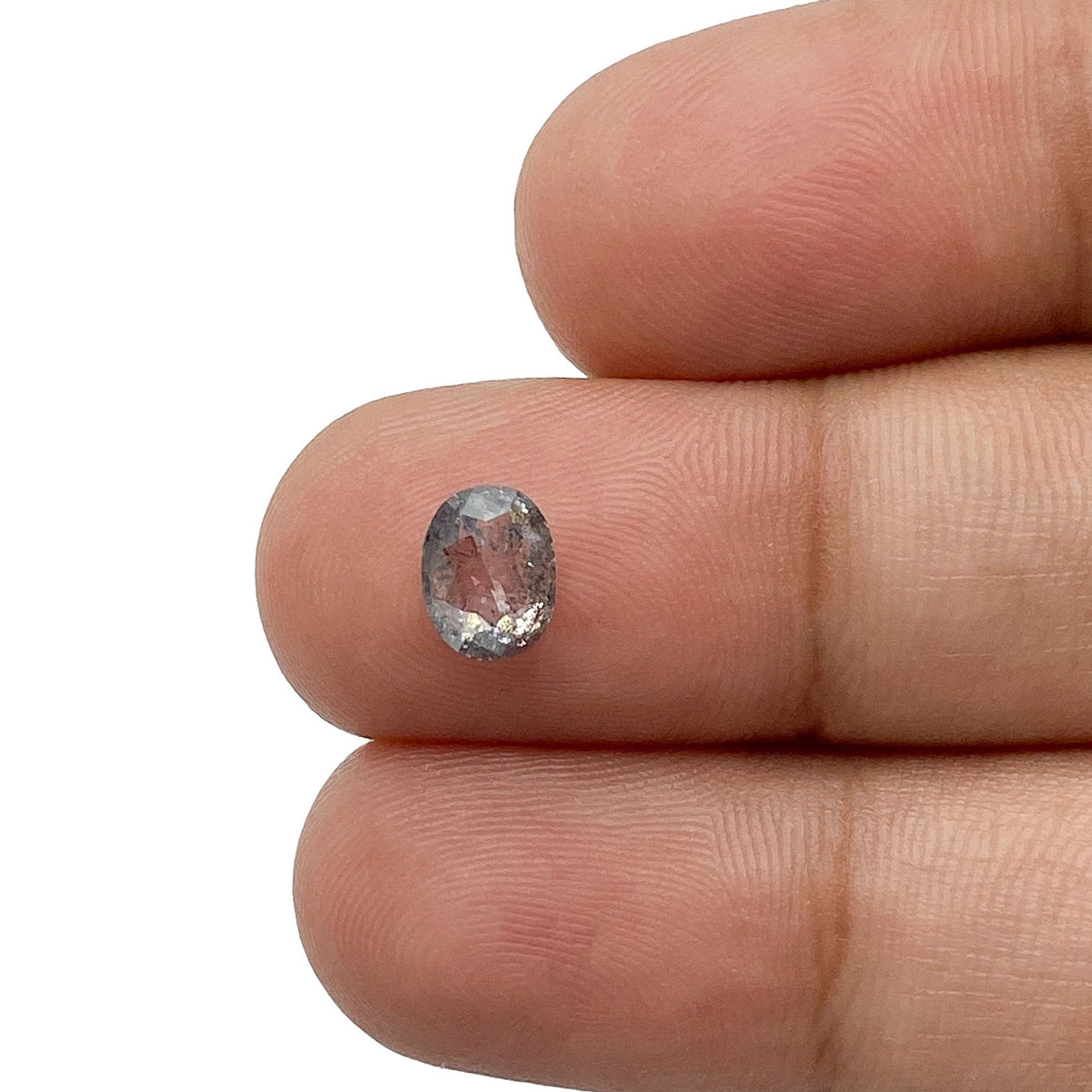 0.77ct | Salt & Pepper Oval Shape Rose Cut Diamond - Modern Rustic Diamond