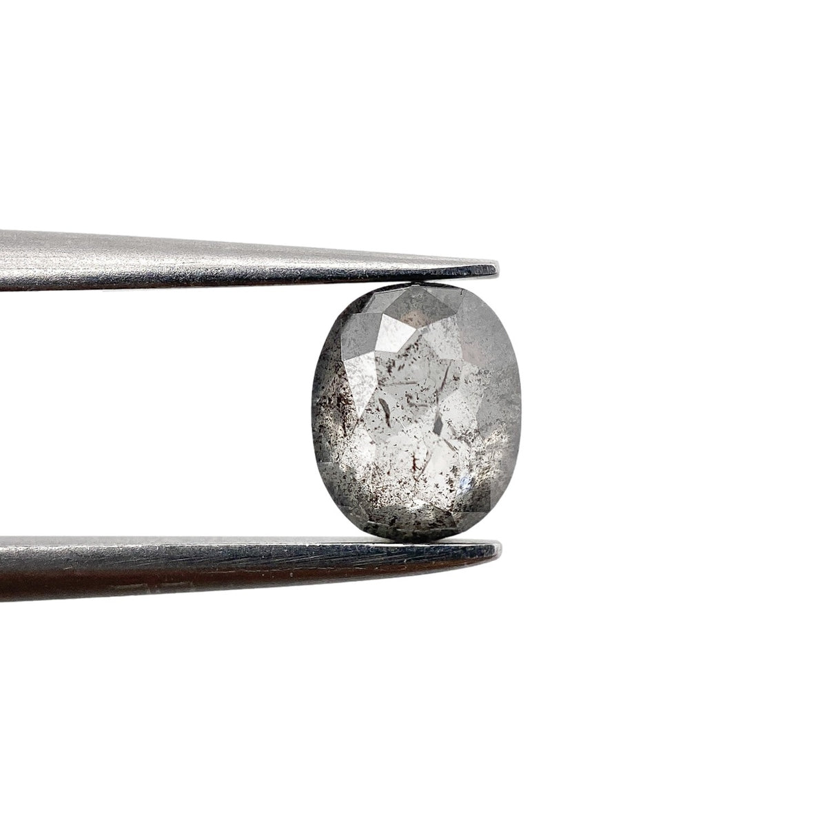 0.77ct | Salt & Pepper Oval Shape Rose Cut Diamond - Modern Rustic Diamond