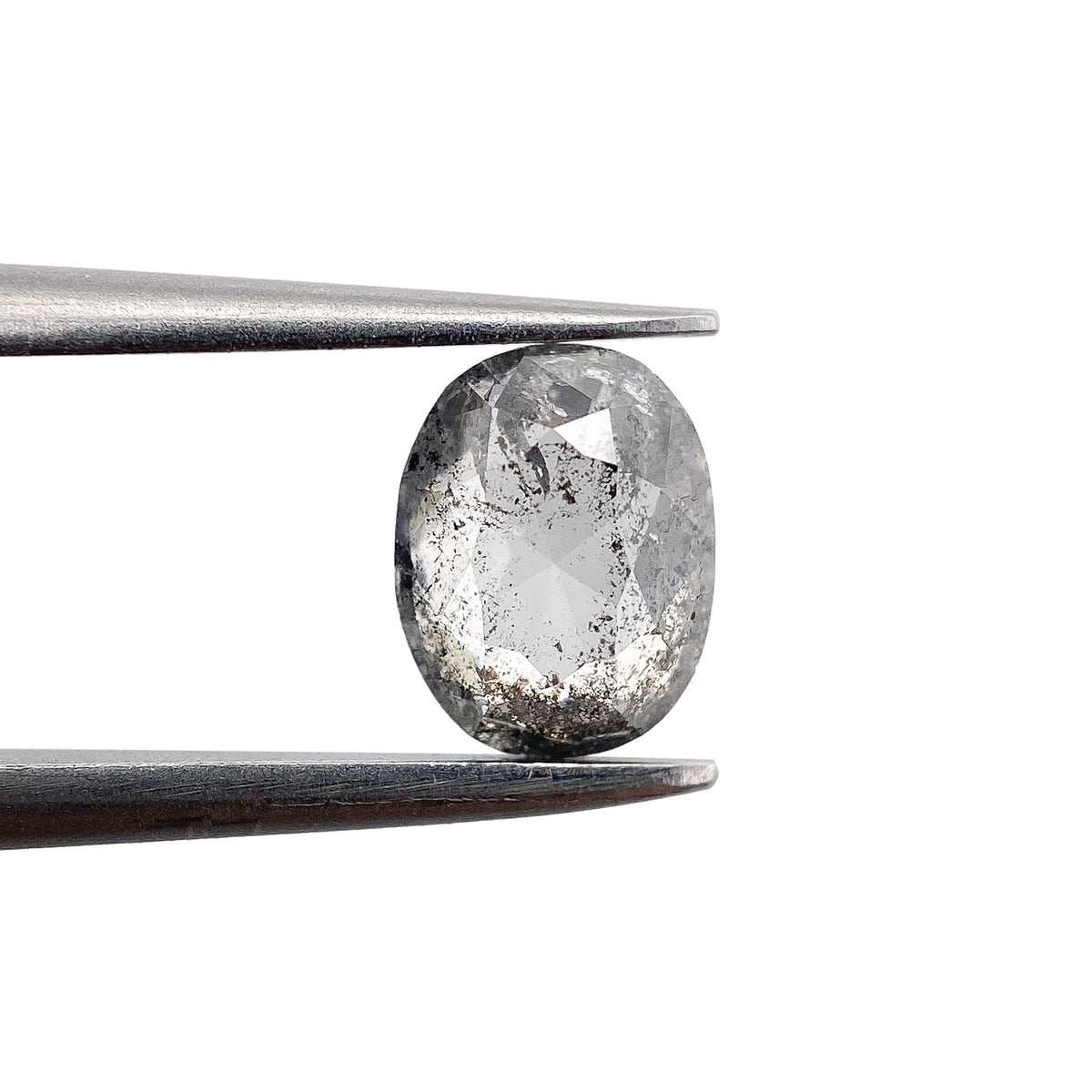 0.77ct | Salt & Pepper Oval Shape Rose Cut Diamond - Modern Rustic Diamond