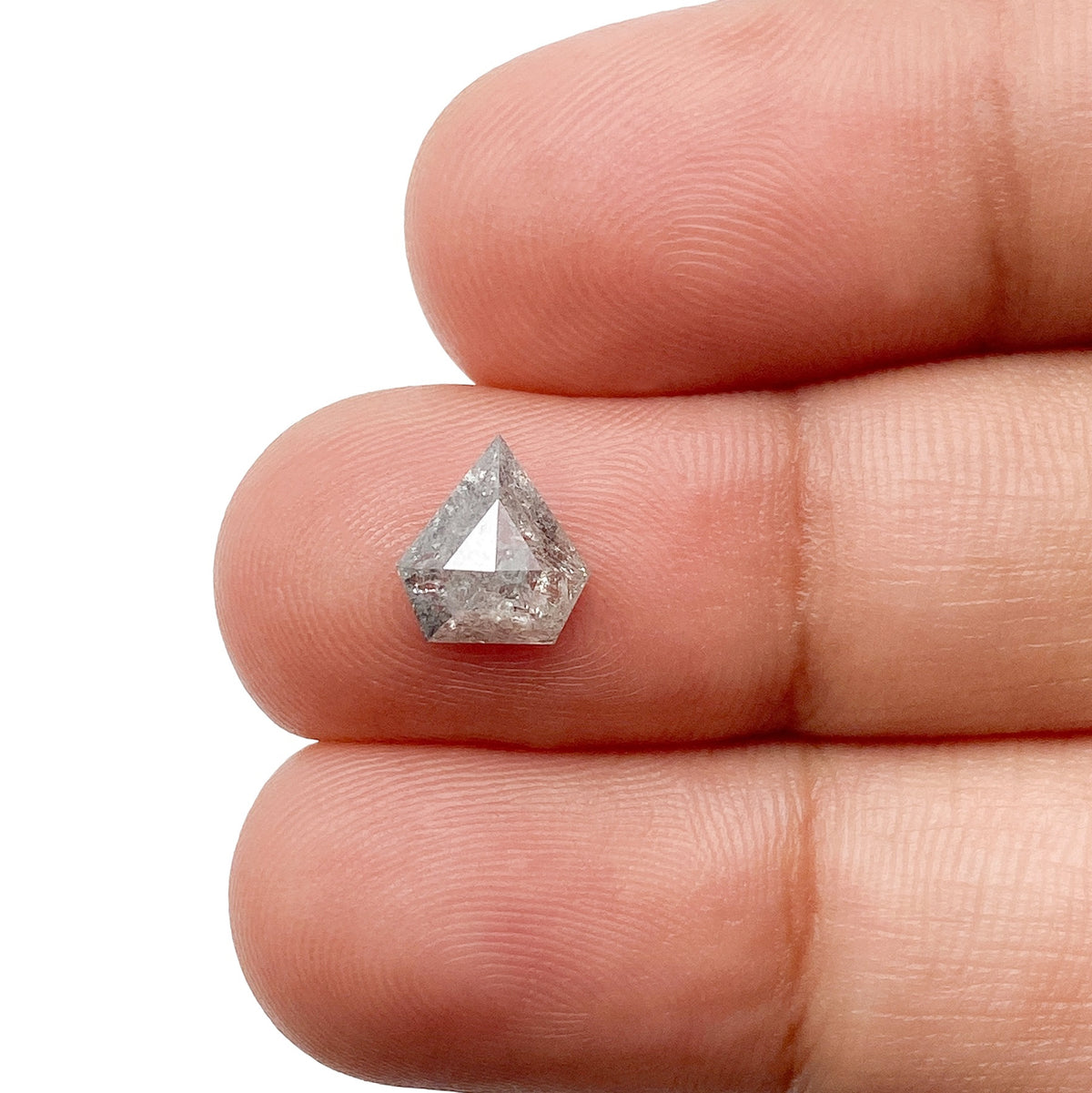 0.77ct | Salt & Pepper Shield Shape Rose Cut Diamond - Modern Rustic Diamond